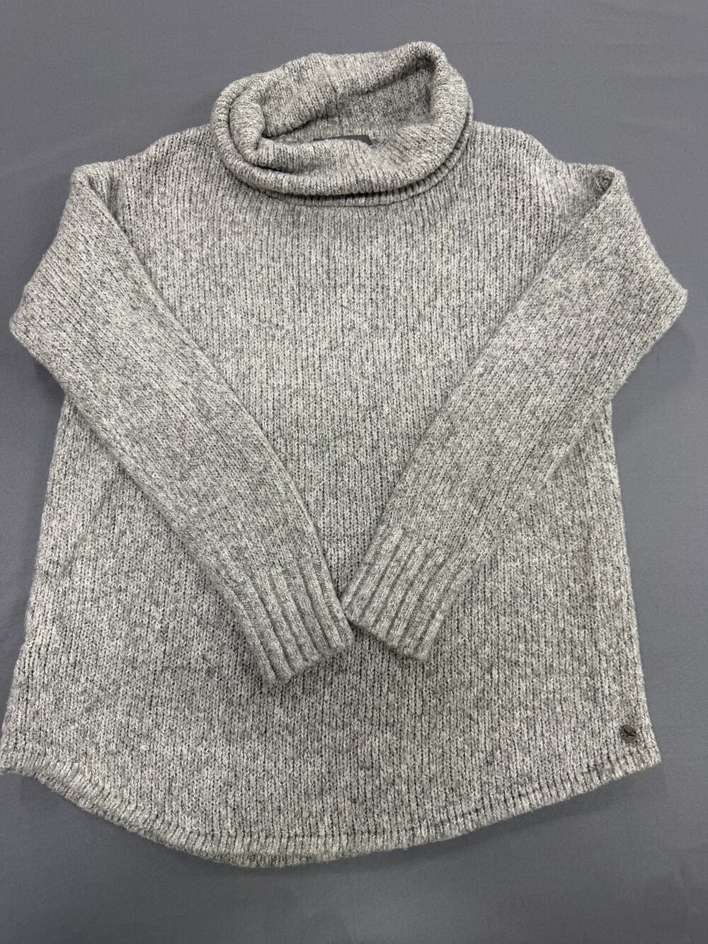 Eddie Bauer Women's XS Gray Cowl Neck Turtleneck Cable Knit Cozy Sweater
